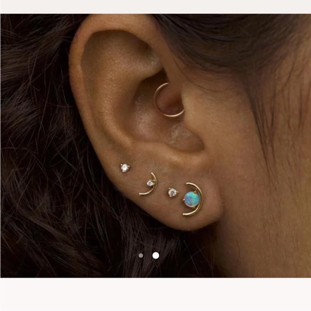 WWAKE Gold and Opal Crescent Earrings